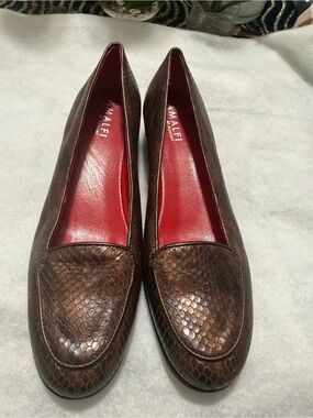 Amalfi Brown Python-Texture Leather Loafers with Red Interior